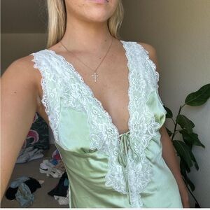 Elegant Lace Trim Satin Nightgown